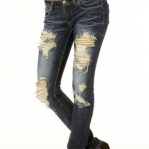 Machine Italy Destroyed Straight Leg Jeans NWT 26